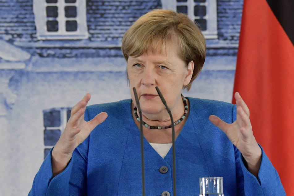 Bundeskanzlerin Angela Merkel (CDU) spricht auf der gemeinsamen Pressekonferenz mit Italiens Ministerpräsident Conte.