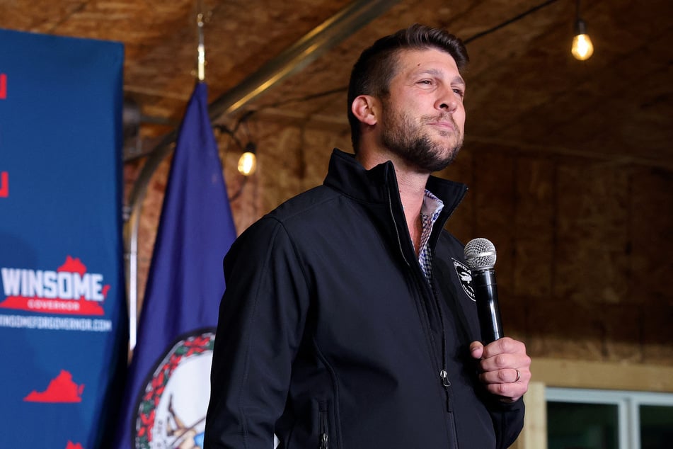 Florida Attorney General James Uthmeier speaks at a campaign rally for Virginia Republican gubernatorial candidate Winsome Earle-Sears in New Baltimore on October 29, 2025.