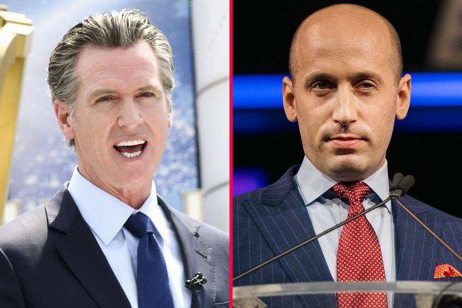 California Governor Gavin Newsom (l.) was accused of "domestic terrorism" after his press office called White House advisor Stephen Miller a "fascist."