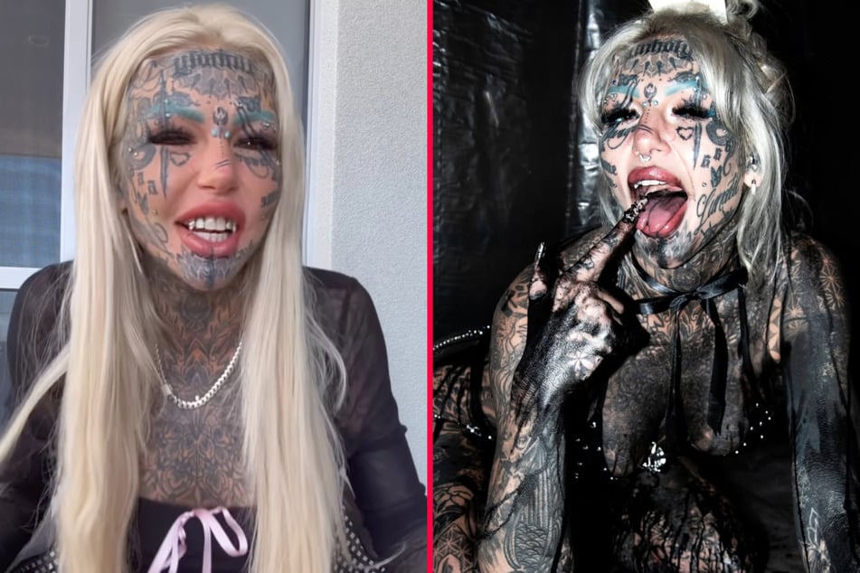 Amber Luke has undergone a radical transformation from relatively tattoo-free to so covered that even her eyeballs have been inked.