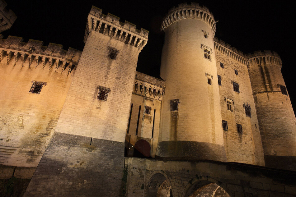 Chateau de Tarascon at night in the town of Tarascon, France.