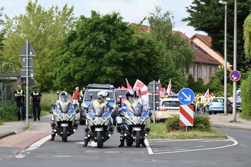 Die Polizei sicherte den Streik ab.