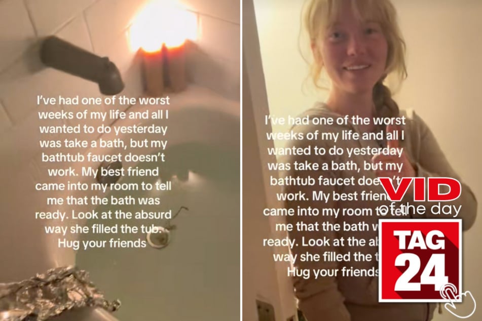 Today's Viral Video of the Day features a girl who went through hoops so that her bestie could enjoy a relaxing bath!