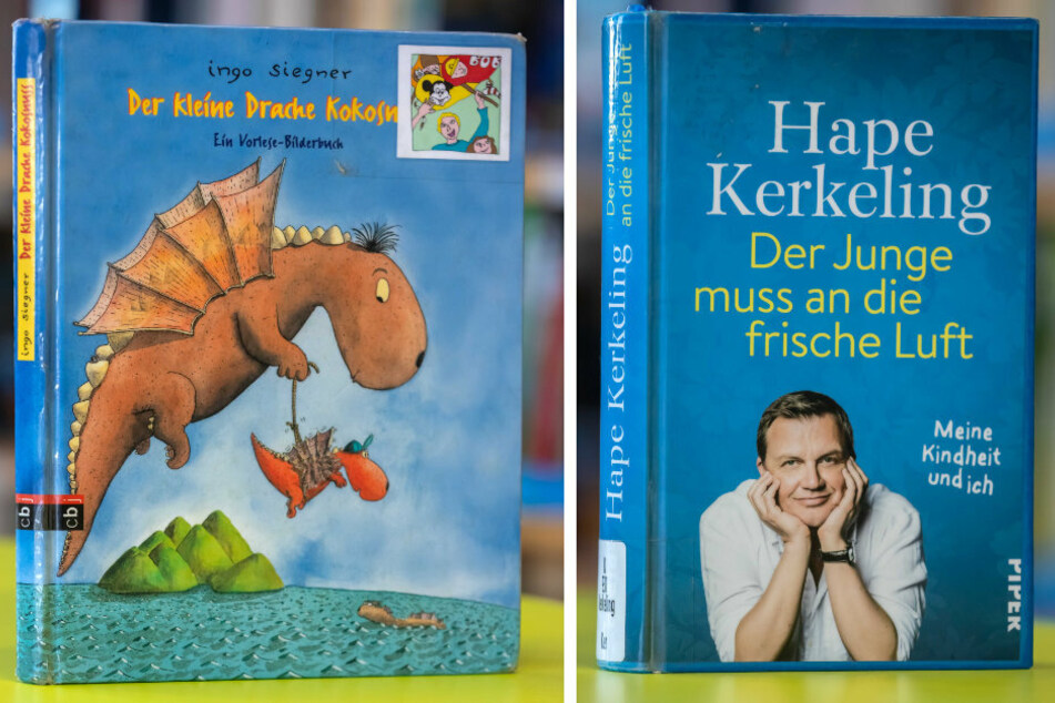 Gefragtes Kinderbuch in diesem Sommer: "Der kleine Drache Kokusnuss" von Ingo Siegner (F.l.). Der absolute Bestleiher: "Der Junge muss an die frische Luft" von Hape Kerkeling.