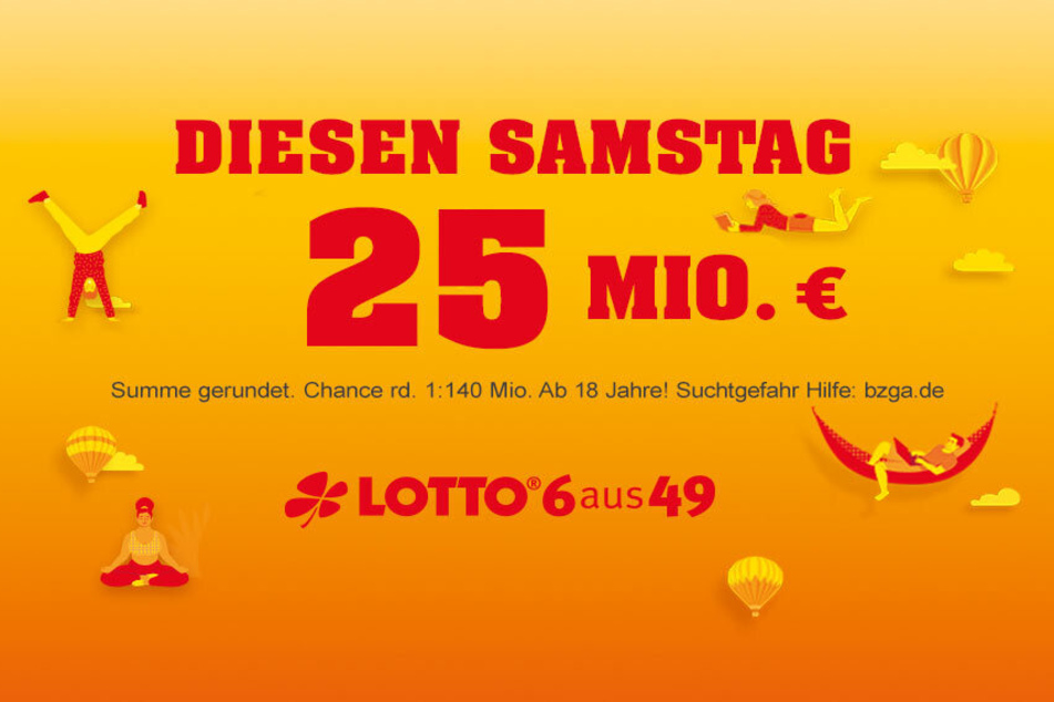 LOTTO 6aus49: Diesen Samstag (2.9.) liegen 25 Millionen Euro im Jackpot.