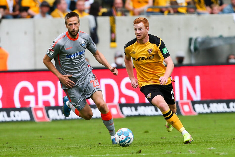 Vor wenigen Jahren stand Marco Stiepermann (l.) noch als Spieler gegen Dynamo Dresden auf dem Rasen. (Archivfoto)