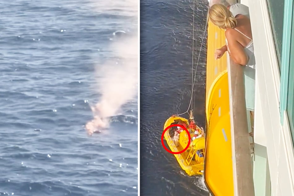 Mit Rettungsringen und Rauchsignalen markierten die Retter Stellen im Meer, an die sich die Frau retten konnte. Sie hatte großes Glück und kam mit einem Schrecken und wenigen Verletzungen davon.