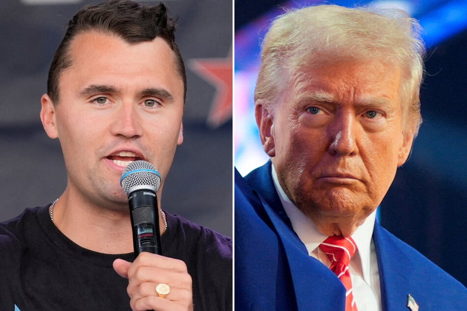 President Trump (r.) blamed the rhetoric of the "radical left" for the killing of right-wing activist Charlie Kirk.