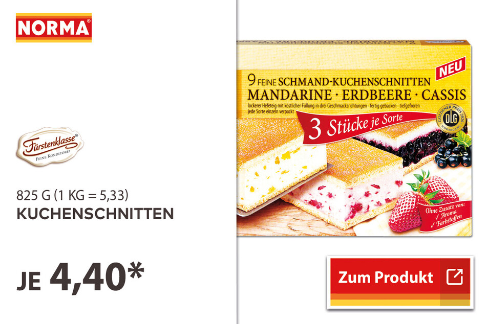 Kuchenschnitten für 4,40 Euro.