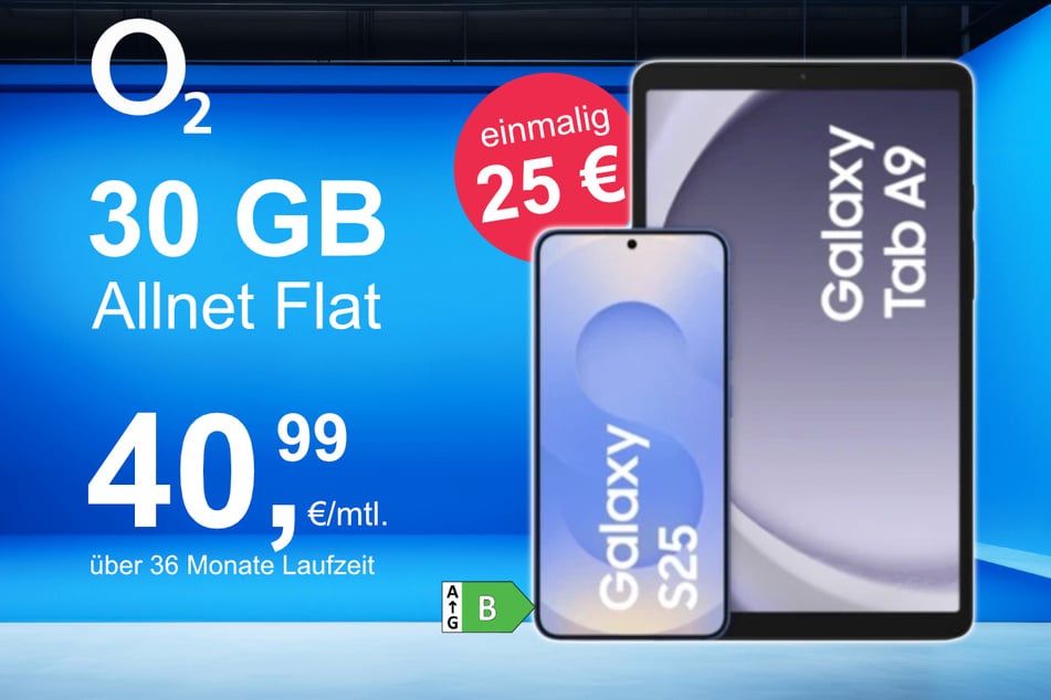Das Samsung Galaxy S25 + Tab A9 im o2 Mobile M für einmalig 25 Euro.