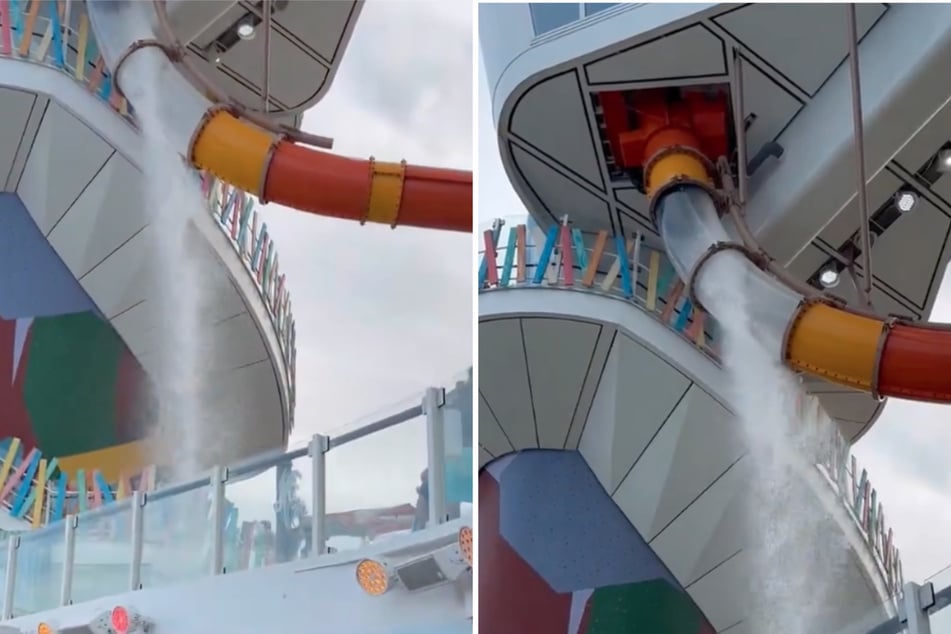 Nueva polémica en un crucero: turistas descienden por una tobogán de agua con un agujero enorme