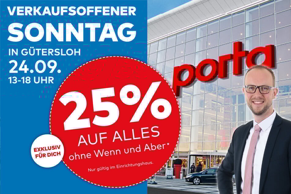 Hier klicken und Coupon sichern – mit besten Grüßen von Cliff Schütte, Geschäftsleiter porta Gütersloh.