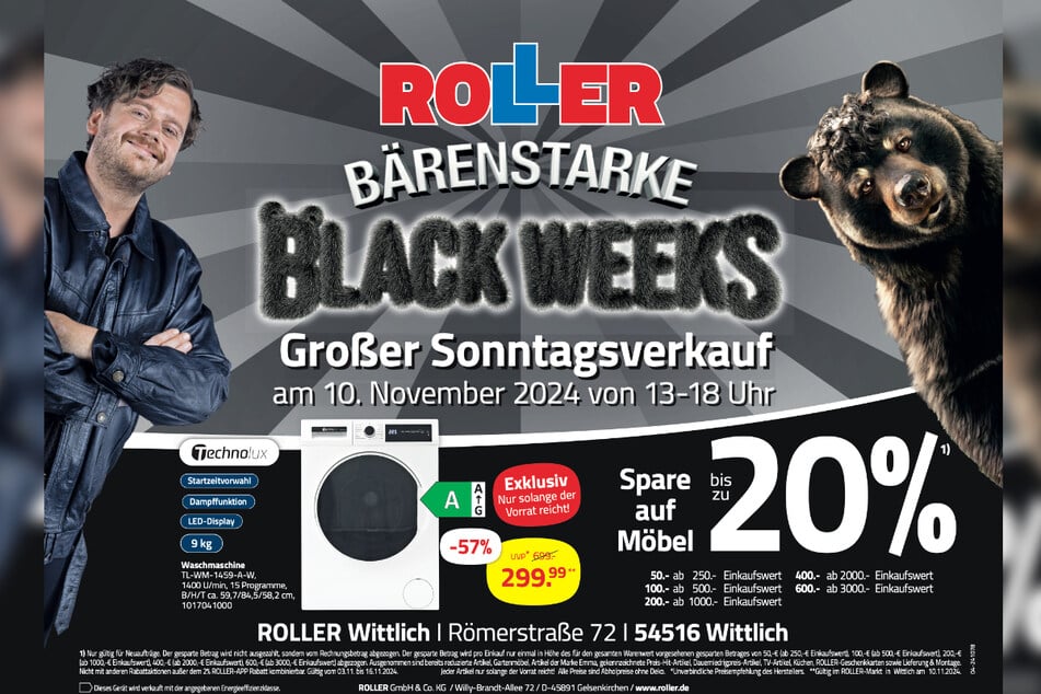 Zum Start der Black Weeks gibt's die Technolux Waschmaschine 57 Prozent günstiger.