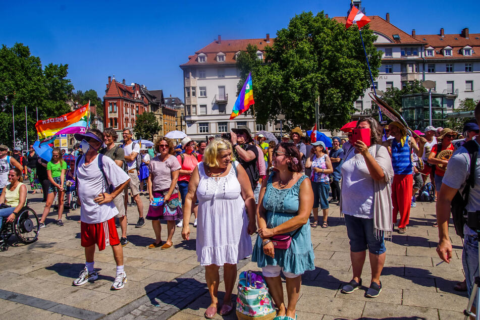 Demonstranten am Samstag in Stuttgart.