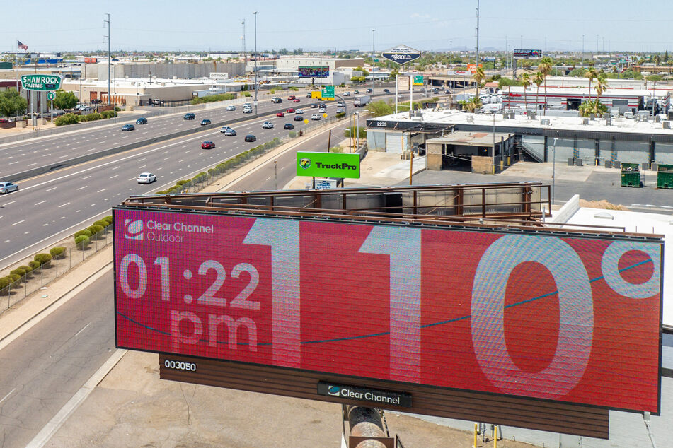 A billboard displayed the temperature in Phoenix, Arizona on July 16 amid a record-setting heat wave.