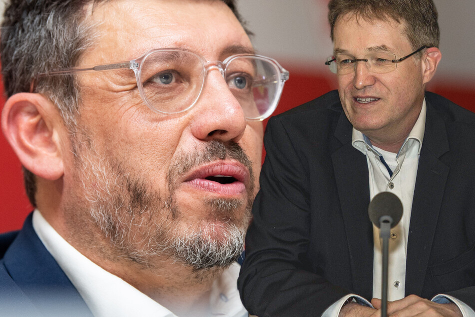 Sie konkurrieren ums Präsidentenamt beim VfB Stuttgart: Amtsinhaber Claus Vogt (51,l.) und Herausforderer Pierre-Enric Steiger (49). (Fotomontage)
