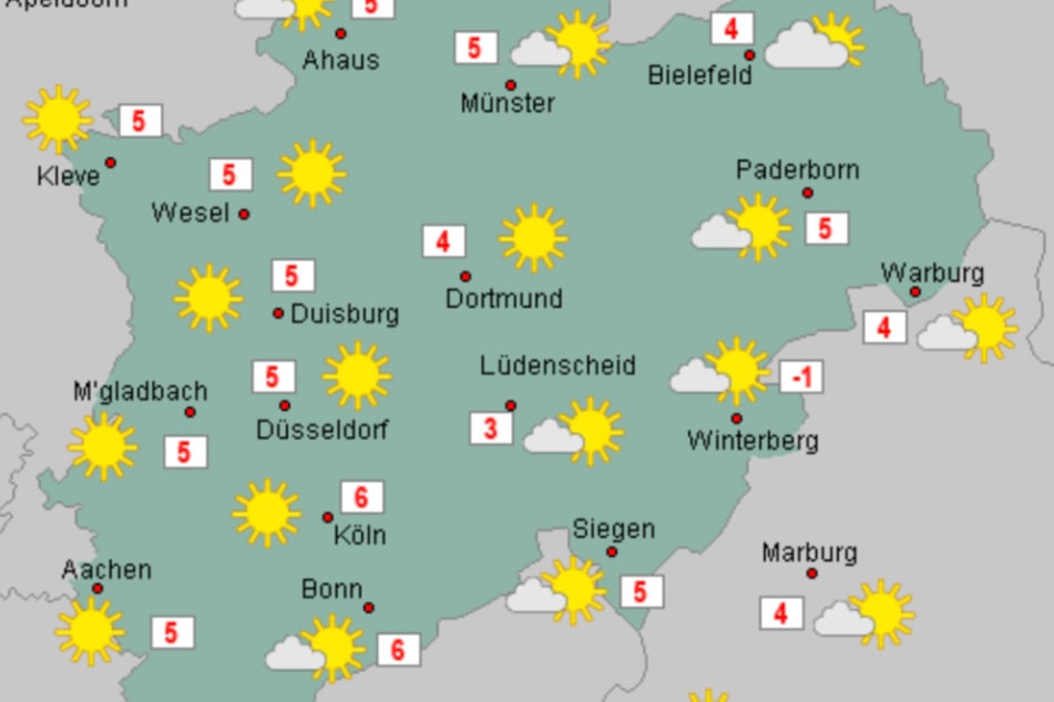 Wer kann, sollte etwas an der frischen Luft unternehmen: Am Sonntag gibt's in Nordrhein-Westfalen jede Menge Sonnenschein!