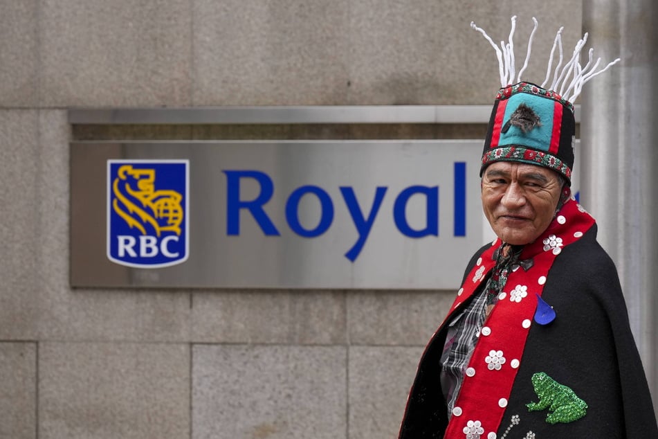 Wet'suwet'en Chief Na'Moks travels to Toronto to confront and protest the Royal Bank of Canada's funding of the Coastal GasLink pipeline and other fossil fuel investments.