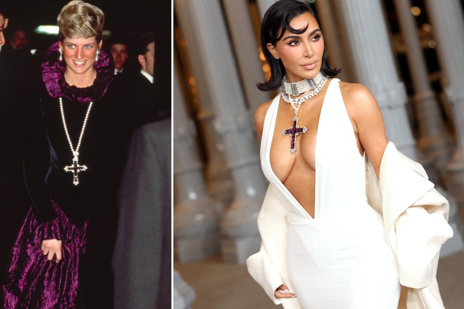 Kim Kardashian hatte das Attallah-Kreuz, das Prinzessin Diana bereits 1987 trug, des Juweliers Garrard vom Londoner Auktionshaus Sotheby's ersteigert.