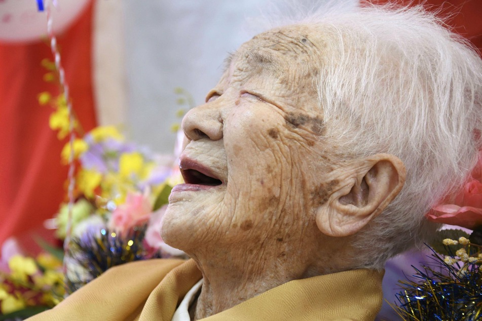 Kane Tanaka smiling, three days after her 117th birthday.