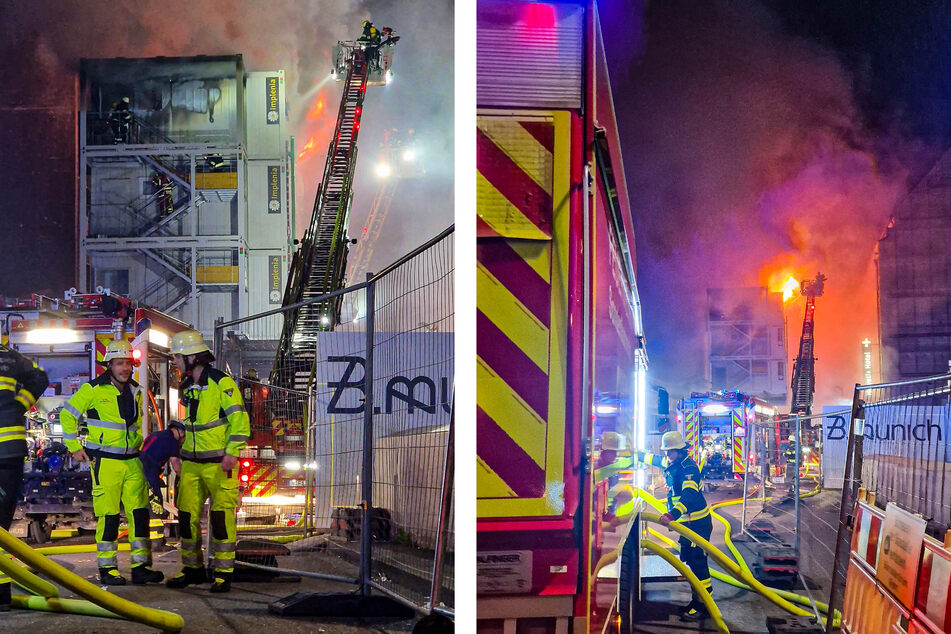 München: Nächtlicher Feuerwehreinsatz in München: Wohncontainer fackeln ab