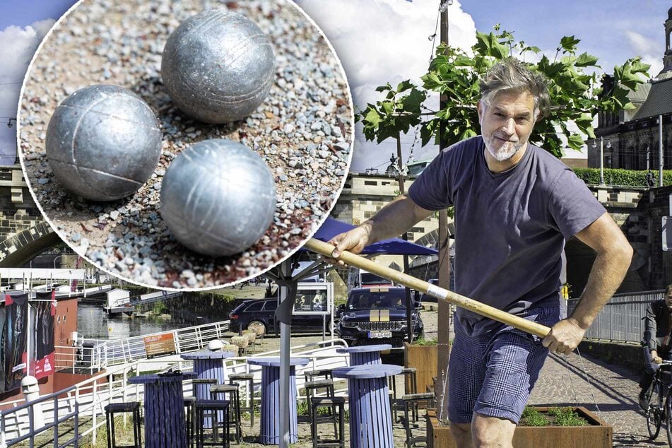 Dresden: Spielspaß zur feinen Kost: Boule-Bahn am Elbufer