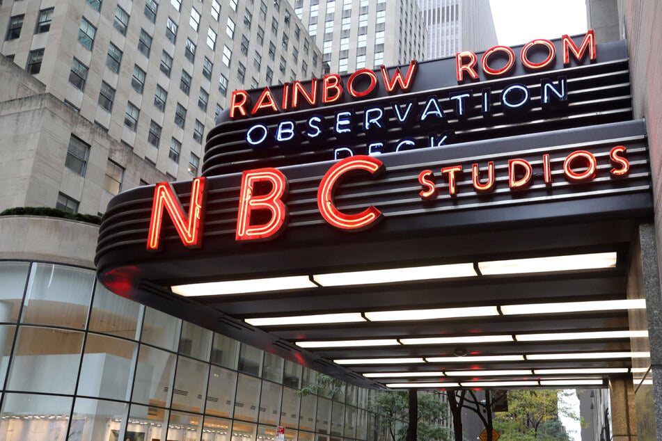 The marquee sign for NBC Studios at 30 Rockefeller Plaza, which hosts Saturday Night Live, in Midtown Manhattan.