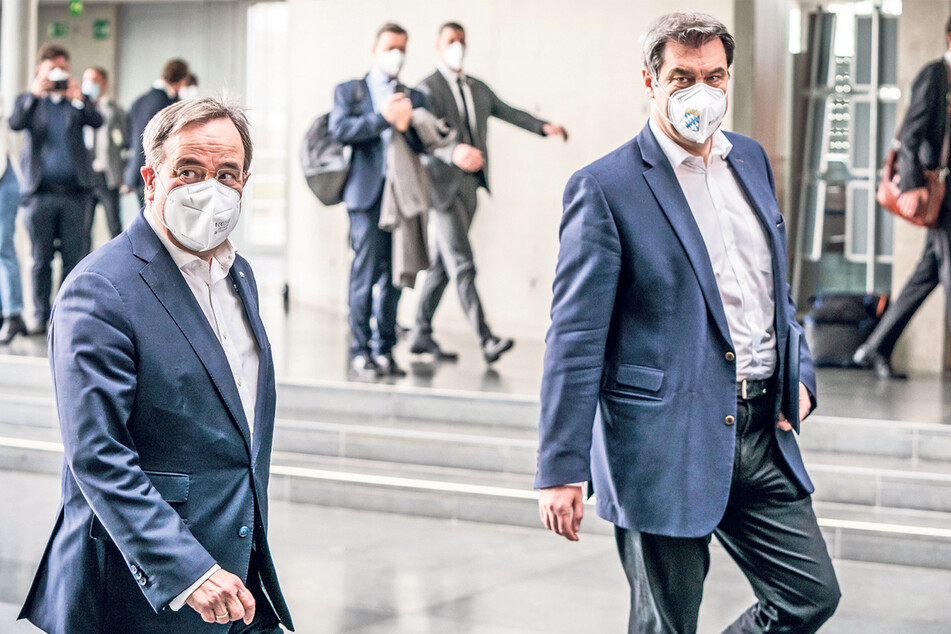 CDU-Chef Armin Laschet (60, l.) und CSU-Chef Markus Söder (54) sind Rivalen im Kampf um die Unions-Kanzlerkandidatur.