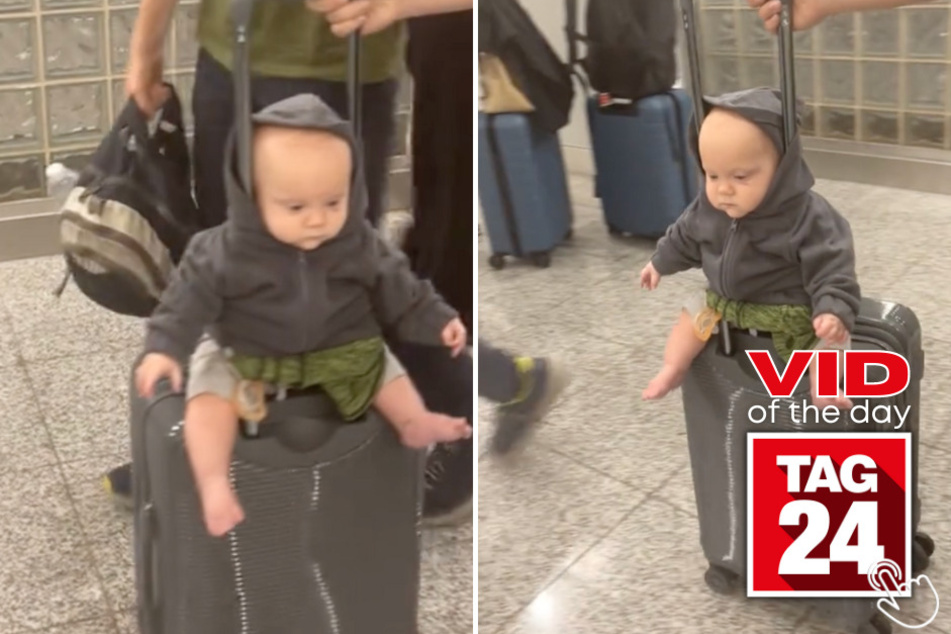 Today's Viral Video of the Day features a little boy who rides his dad's suitcase in the airport like a pro!