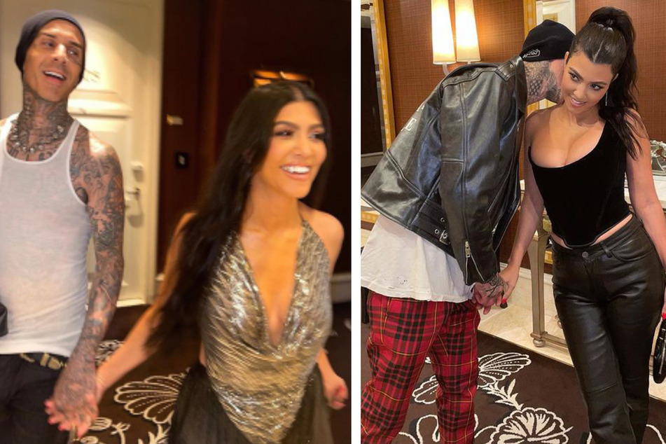 Fans are speculating Kourtney Kardashian (r) secretly married Travis Scott (l) over the weekend in Las Vegas!