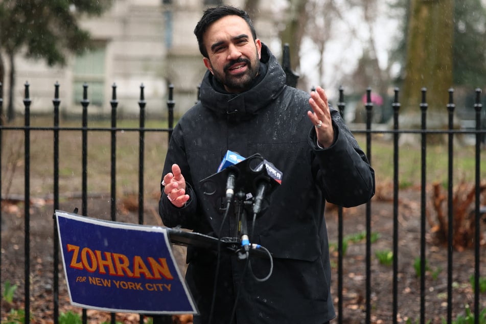 New York City mayoral candidate and state Assemblymember Zohran Mamdani speaks during a press conference outside of City Hall.