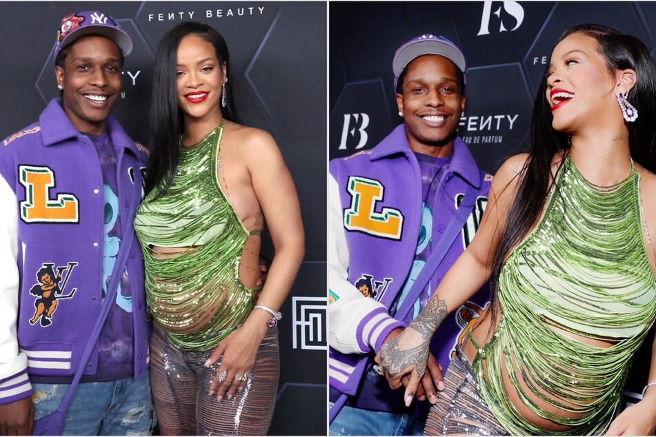 Rihanna (r) and A$AP Rocky seem to be enjoying their final moments as a family of three.