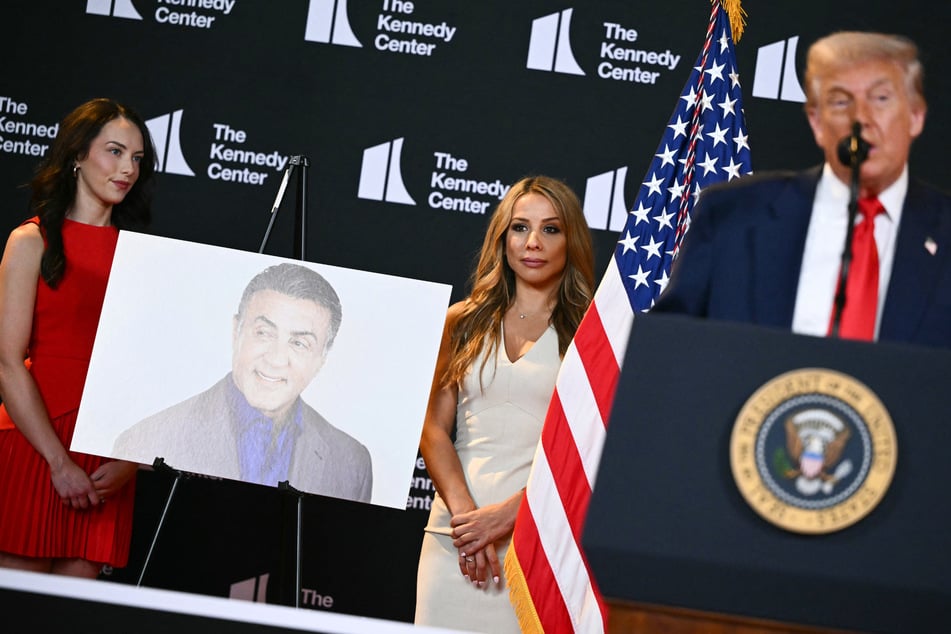 President Trump (r.) unveiled Sylvester Stallone as one of the recipients of the Kennedy Center Honors on Wednesday.