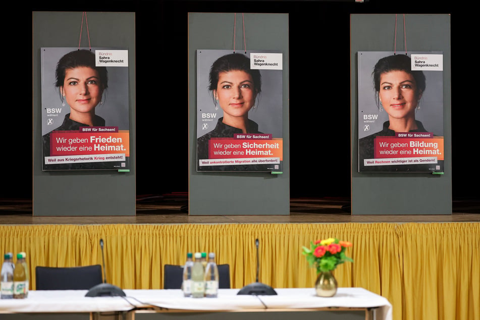 Das Gesicht von Parteigründerin und Namensgeberin Sahra Wagenknecht ziert die meisten BSW-Wahlplakate. Zur Wahl steht die charismatische Politikerin in Sachsen aber nicht.