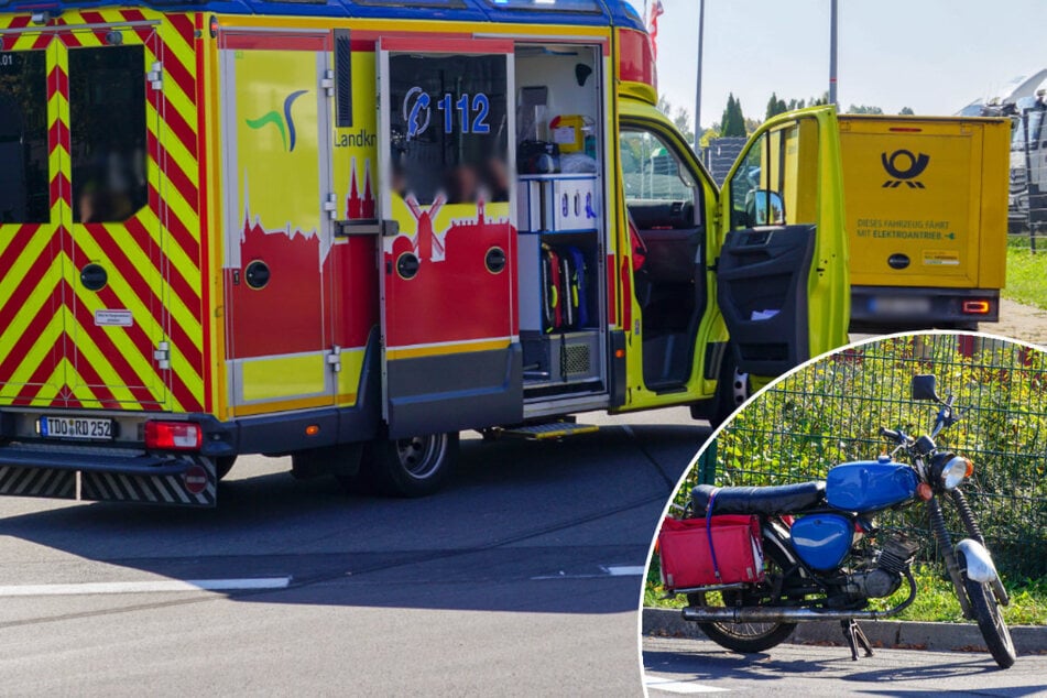 Unfall mit Postauto in Sachsen: Mopedfahrer schwer verletzt