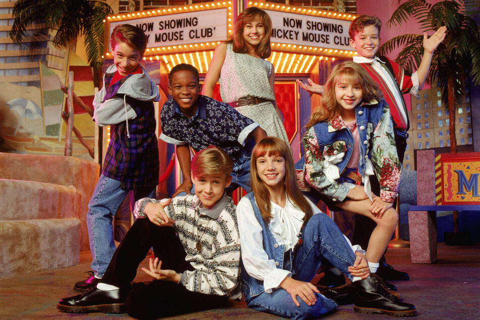 In the 1990s, Aguilera (middle r.) and Spears (bottom r.) starred in the Mickey Mouse Club reboot with famous faces Justin Timberlake (far r.) and Ryan Gosling (bottom l.), among others.