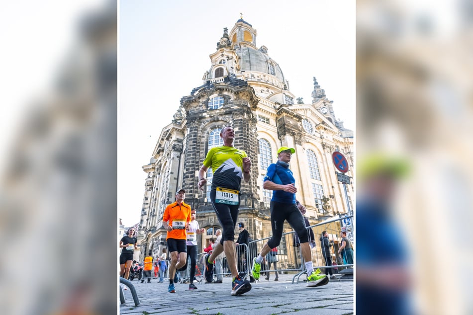 Durch die kurzfristige Streckenumplanung ging's an der Frauenkirche vorbei. Für die fast 9600 Läufer ein Highlight.