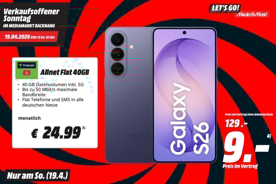 Samsung Galaxy S26 für 9 Euro im Vertrag.