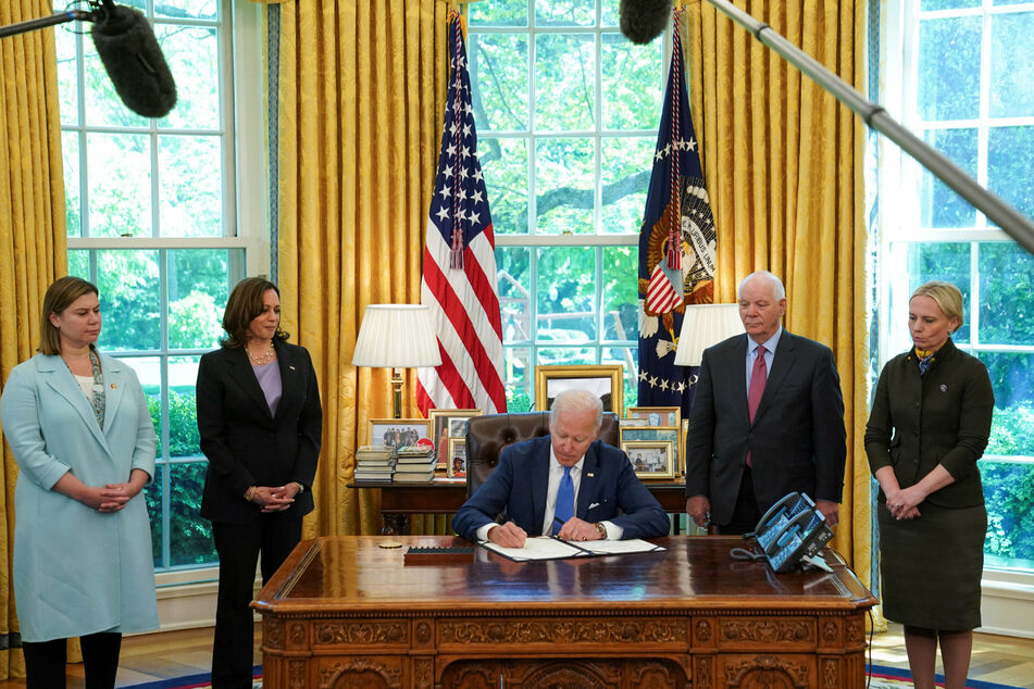 President Joe Biden signing the Ukraine Democracy Defense Lend-Lease Act of 2022 on Monday.