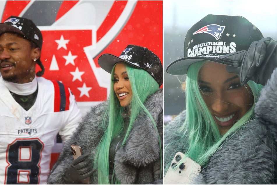 Cardi B supported her man, Stefon Diggs (l), at the AFC Championship Game where the New England Patriots defeated the Denver Broncos.