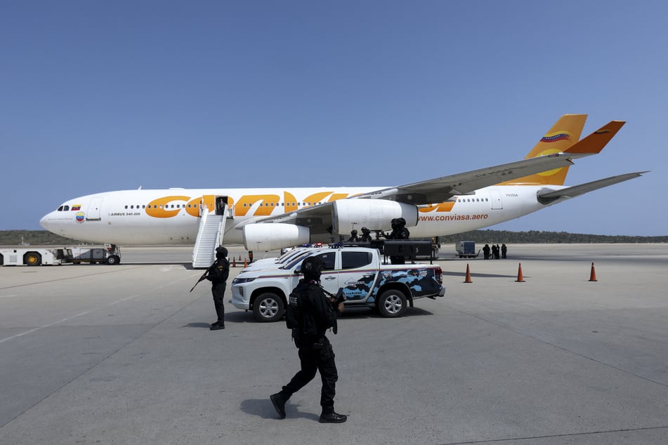 A Venezuelan airline Conviasa plane carrying migrants deported from US arrive at Simon Bolivar International Airport in Maiquetia, Venezuela on February 24, 2025.