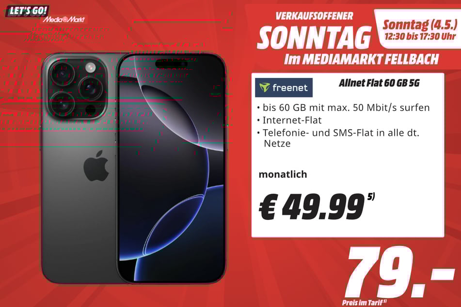 Apple iPhone 16 Pro 5G für 79 Euro im Tarif.