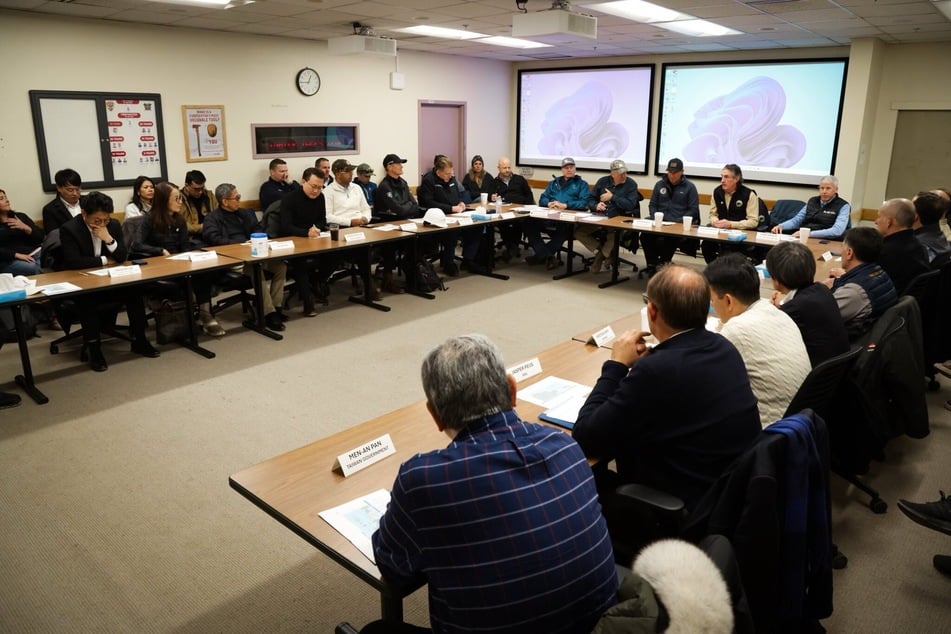 Trump administration Cabinet members, Alaska state officials, fossil fuel industry executives, and potential investors meet in Anchorage to discuss the proposed Alaska Liquified Natural Gas project.
