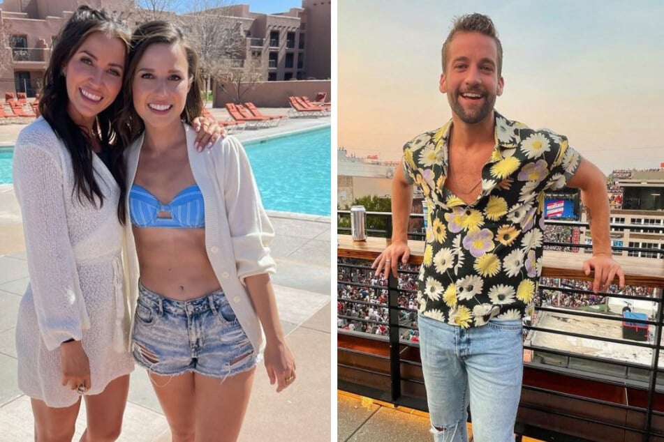 Katie Thurston (center) hoped that a double-date with Kaitlyn Bristowe (l.) and her fiancé would ignite a spark with Connor Brennan (r.).