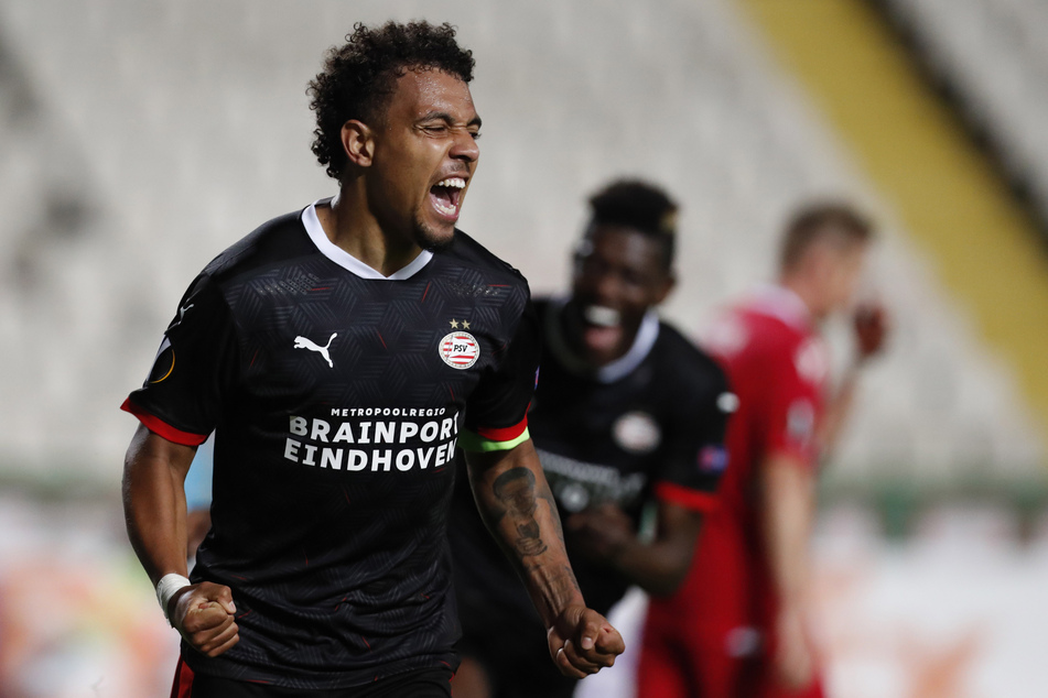 Mann des Spiels: Donyell Malen traf beim Last-Minute-Sieg des PSV Eindhoven doppelt.