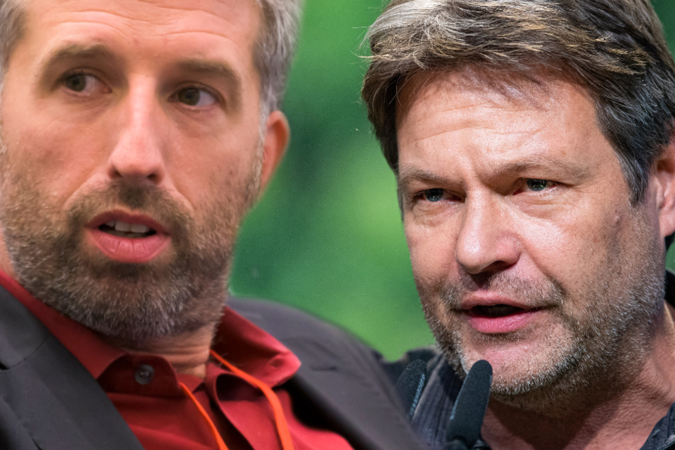 Grünen-Chef Robert Habeck (50, rechts im Bild) verliert die Geduld mit Tübingens Oberbürgermeister und Parteikollege Boris Palmer (47). (Fotomontage)