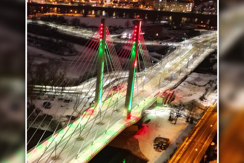 Die Kaiser-Otto-Brücke wird unter anderem in den Stadtfarben Grün-Rot erstrahlen.