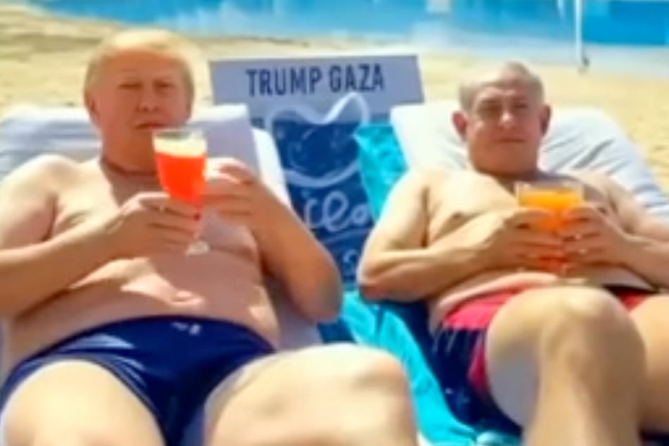 Für gute Freunde ist immer ein Platz am Pool frei: Hier sitzen Donald Trump und Israel-Premier Benjamin Netanjahu (75, r.) vergnügt zusammen.