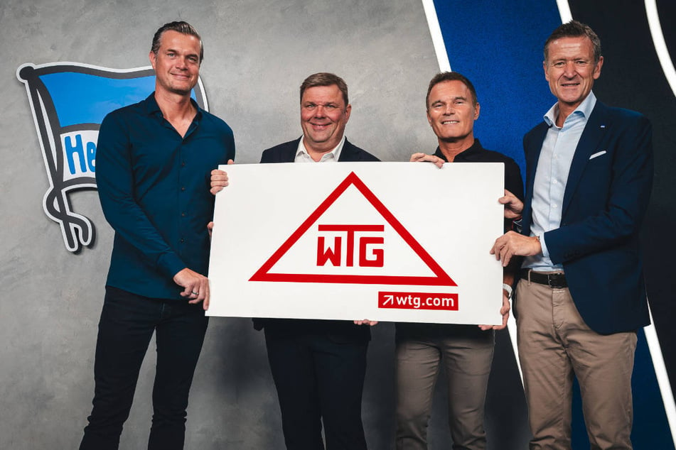 Hertha BSC hat am Mittwoch auch den neuen Partner WTG vorgestellt, dessen Logo ab sofort am Ärmel der Berliner prangen wird.