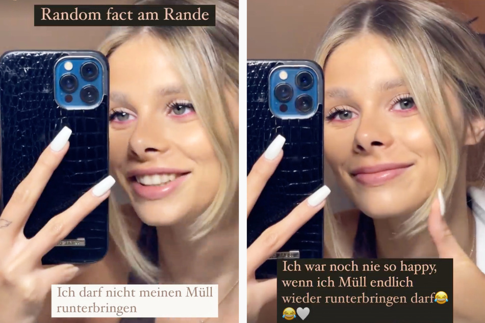 Aufgrund der Quarantäne muss Larissa Neumann (21) offenbar ihren Müll auf dem Balkon lagern.